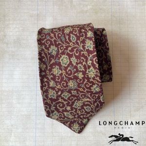 Longchamp Floral Print Silk Tie